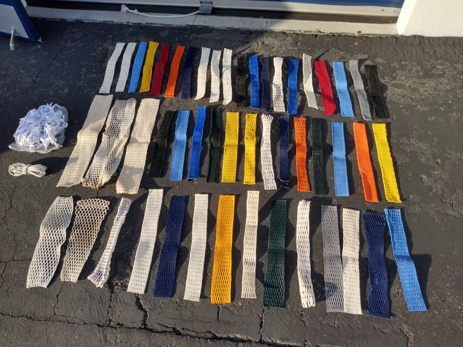 50 Mesh pieces, Stringing kits, chin straps, and more