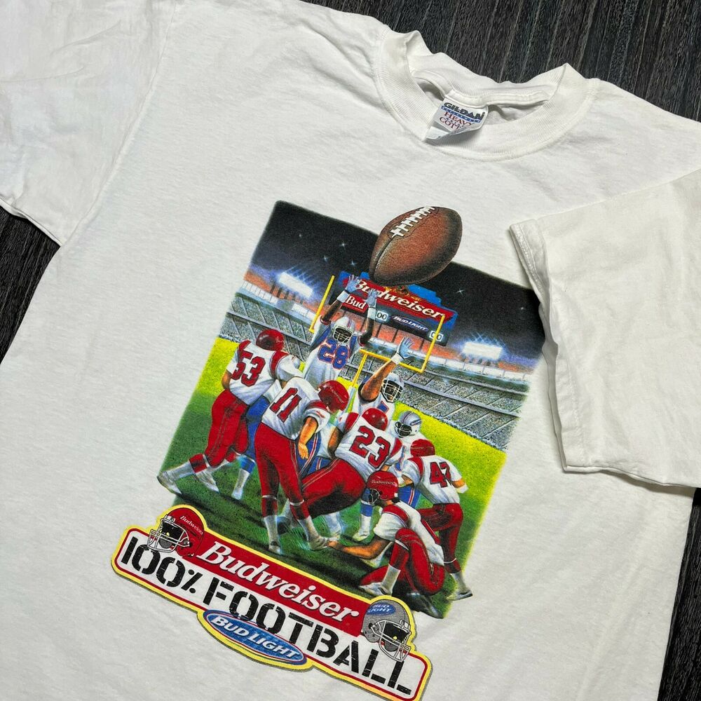 Budweiser Football T Shirt Men Large 