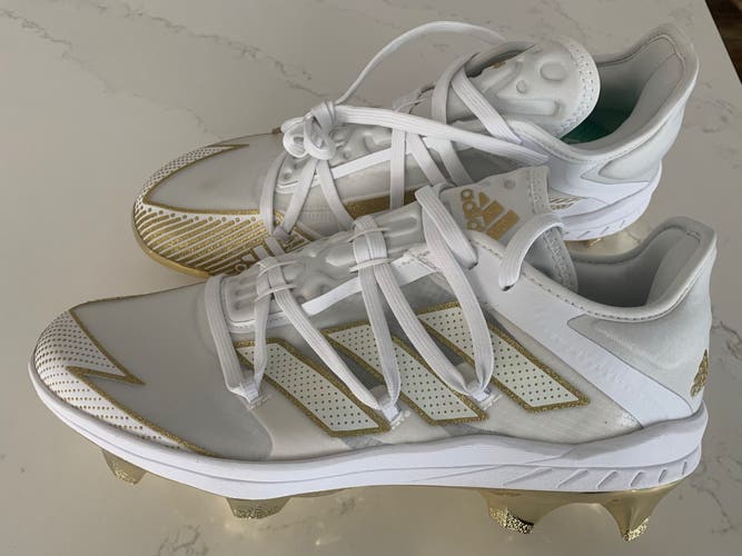 ADIZERO AFTERBURNER 7 GOLD TPU BASEBALL CLEATS (Used like New ) Size: 13 Color: White & Gold