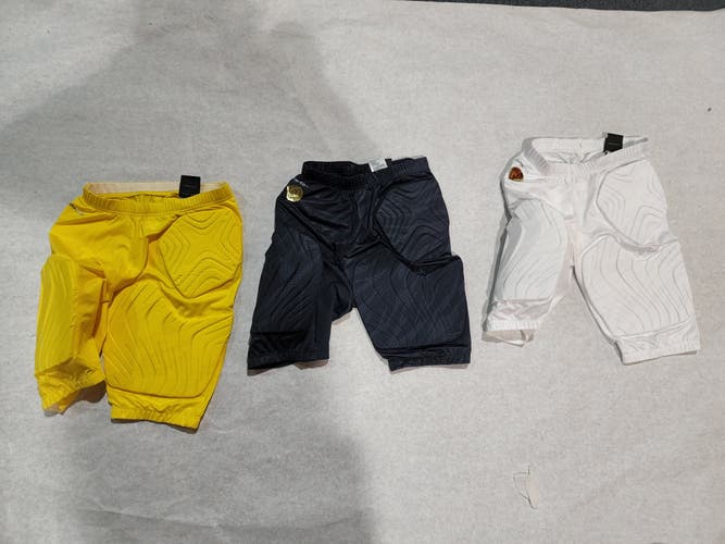 New Adidas Padded Compression Shorts Medium Blue, White, Yellow