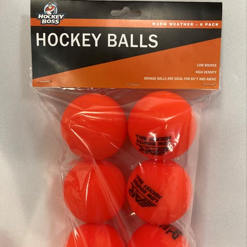New Hockey Boss Low Bounce Orange Ball 6-Pack