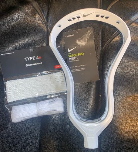 New! Nike Unstrung Vapor Pro Lacrosse Head with Stringking 4s complete mesh kit valued at $35.99!!