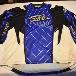 Answer Synchron Motocross Racing Jersey, Blue/Black/White, Adult Large