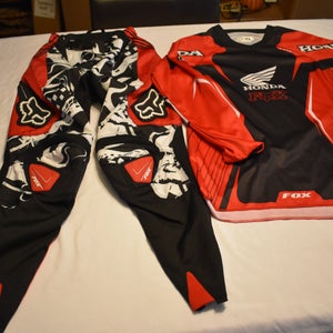 FOX180 Motocross Pants with Fox Honda Licensed Jersey, Red/Black, YL, 10/26 - Like New!