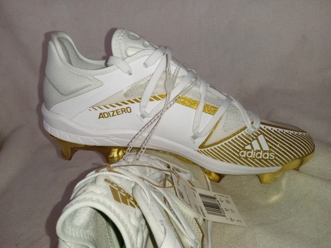 Adidas Afterburner 7 gold / white Molded Baseball Cleats Men's Size 9