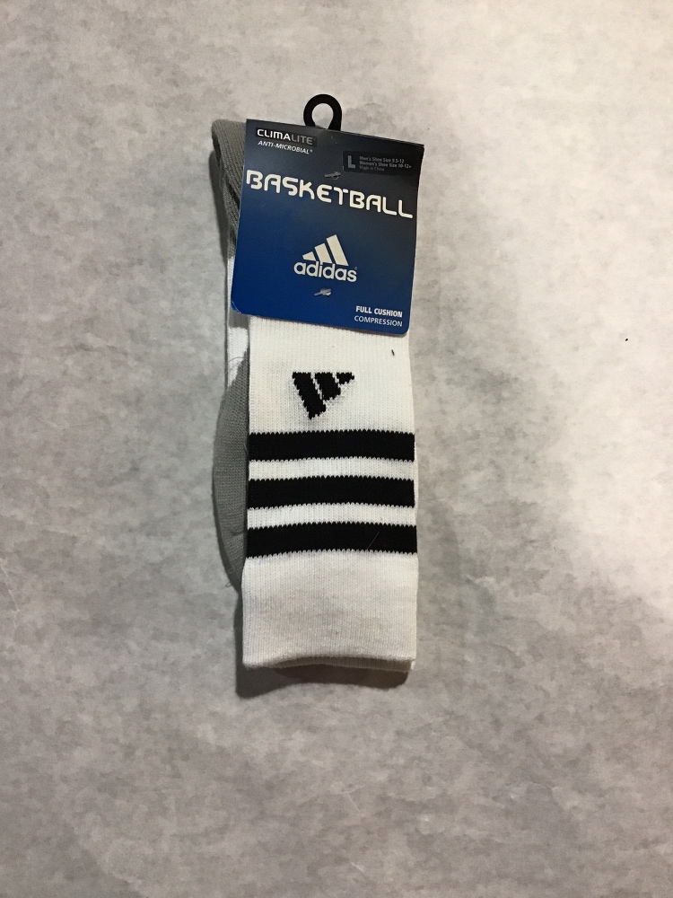 New WHITE Adidas Basketball Compression Socks