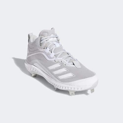 new mens Adidas Icon 6 bounce mid grey/white metal Baseball Cleats 9.5 FV9358