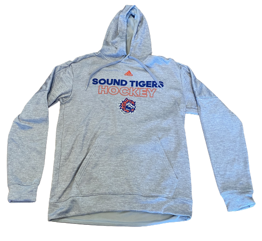 Adidas Team Issued Hooded Sweatshirt Grey Bridgeport Sound Tigers NWOT AHL M,L,XL