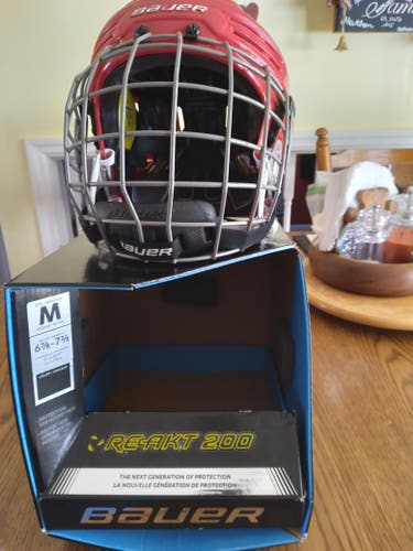 Used Medium Bauer Re-Akt 200 Helmet Pro Stock