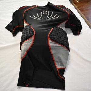 5 Pad Protective Compression Shirt, Black/Gray/Red