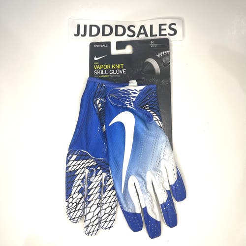 Nike Vapor Knit Skill Football Gloves Magnigrip Size Medium Royal/White NWT