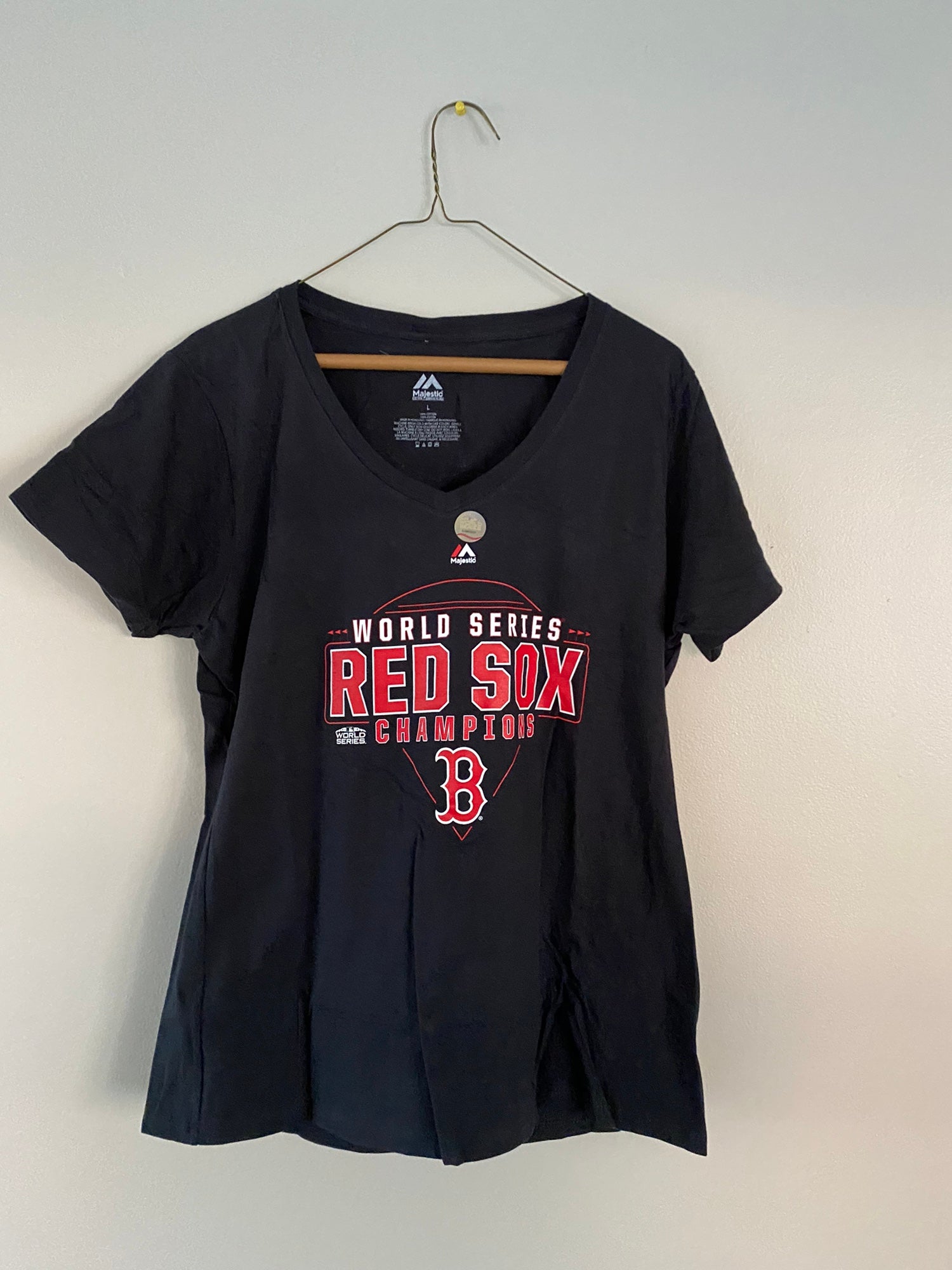 Majestic Boston Red Sox World Series Champs Womens Large T Shirt