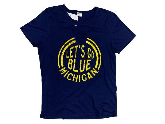 NWT ZooZatz Michigan Wolverines Women's Let's Go Blue Tee Blue Size Large