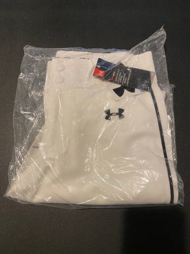 BRAND NEW White Youth Large Under Armour Baseball Pants With Black Stripe