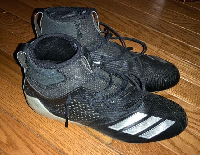Black Men's Adult Used Size 10 (Women's 11) Molded Cleats Adidas High Top Adizero