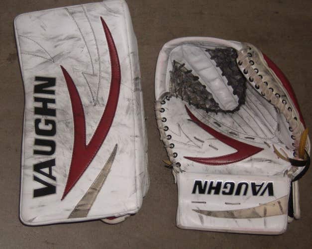 Phoenix Coyotes Mark Visentin game-used Vaughn catcher+blocker set from 2013-14 rookie year