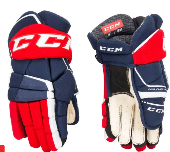New CCM Tacks 9060 Junior Gloves 12" Navy/Red/White