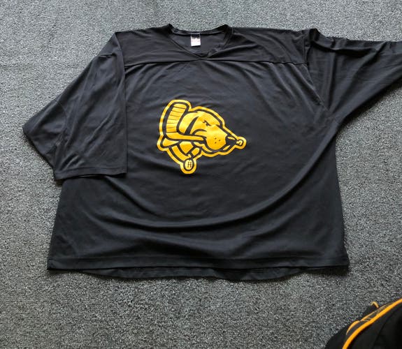 Black And Sport Gold Hockey Goalie Cut Practice Jersey 60G