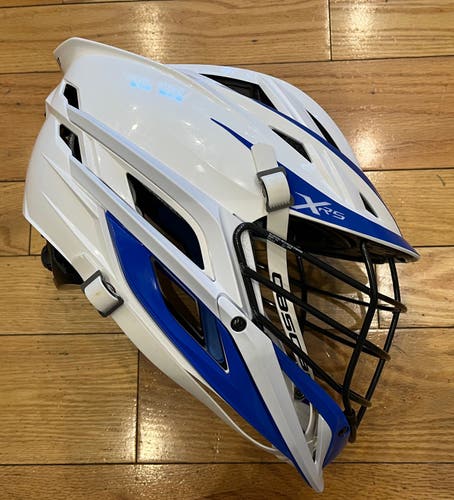 New w/o tags Cascade XRS. white shell & strap,black cage,royal chin& washer & decal. 2/24/22 mfg.
