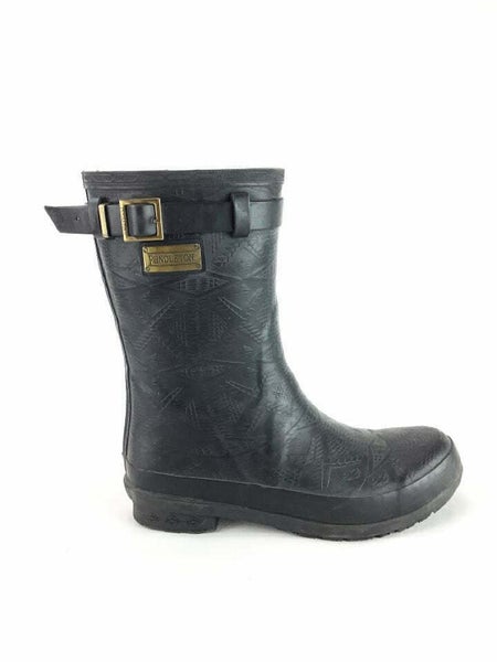 Michael Kors Collection Miranda Tall Black Croc Embossed Rain Boots Size 9  EU 40