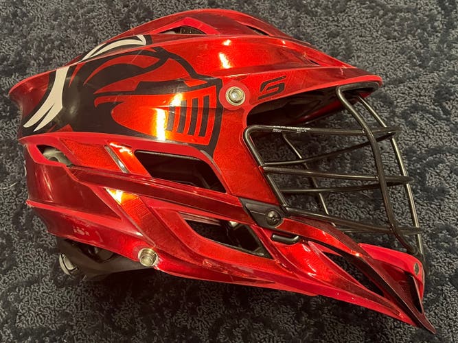 Rutgers Mens Lacrosse Helmet - Cascade S - Red Shell with Red Chrome Wrap