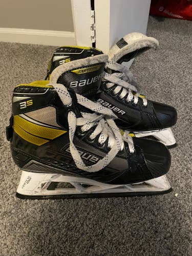 Used Bauer Extra Wide Width  Size 9.5 Supreme 3s Hockey Goalie Skates