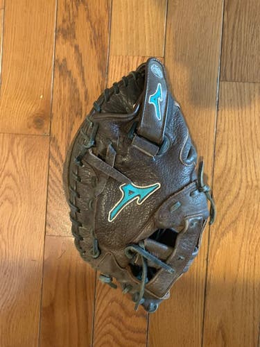 Used Mizuno softball catcher's helmet and glove