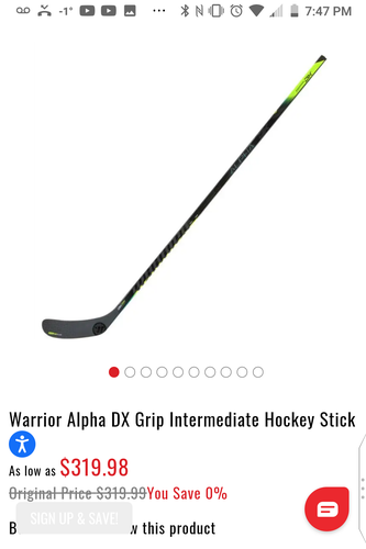Like new Intermediate Warrior Left Hand Alpha DX Hockey Stick Pro Stock