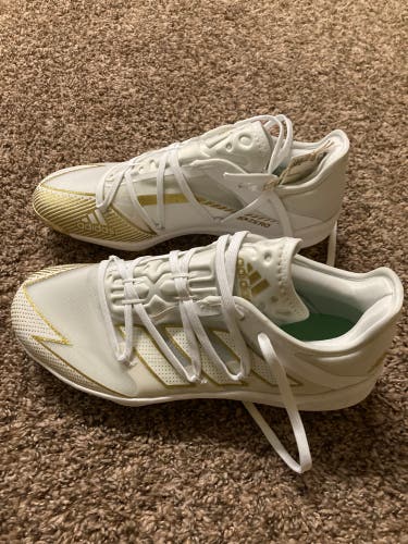 White Men's Molded Cleats Adidas Adizero