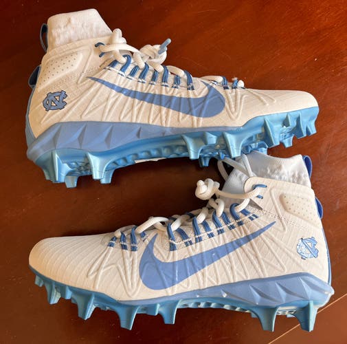 NEW Nike UNC Lacrosse Lax Blue Unisex Molded Cleats High Top Huarache 8.5 Chrome Limited Rare