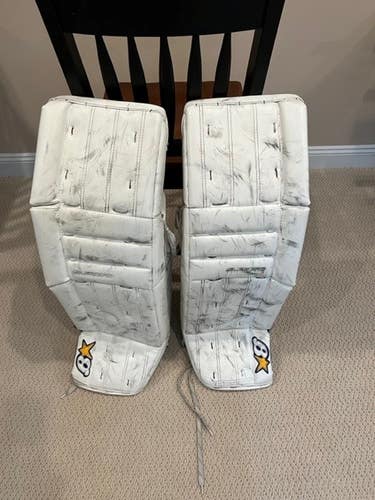 Used 36+1.5" Brian's Subzero Goalie Leg Pads White Blue