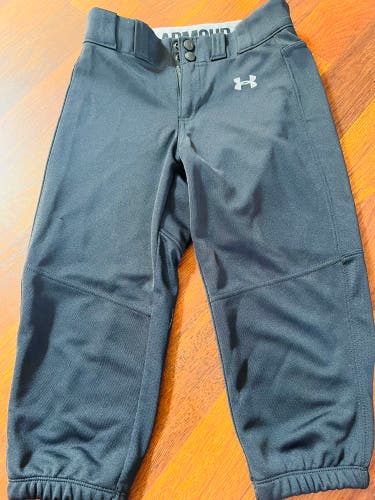 Used Black Youth Girl's Medium Under Armour Headgear Softball Pants