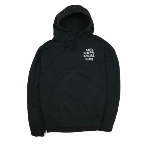 Anti Social Social Club Black/White Plain Logo Pullover Hoodie Sweatshirt (M)