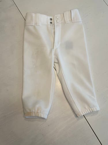 Used Youth Small White Mizuno Baseball Pants (YS) Knicker Style