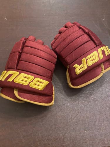 Used Bauer Gloves 13" Maroon and gold