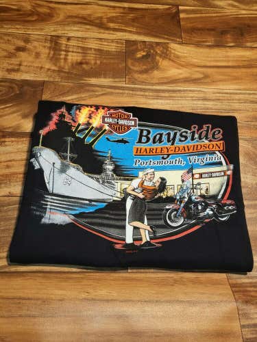 Vintage 2002 Harley Davidson Sailor Skull Double Sided Motorcycle T Shirt XL