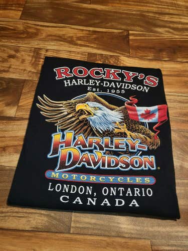 Vintage 2002 Rare Harley Davidson Eagle Canada Motorcycle Longsleeve Shirt XL