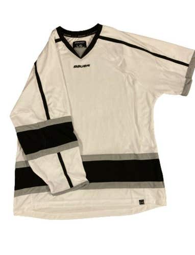 NWT Bauer 900 Series Junior Hockey Jersey White Black Silver Size Small