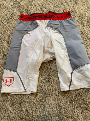 White Used Medium/Large Under Armour Sliding Shorts