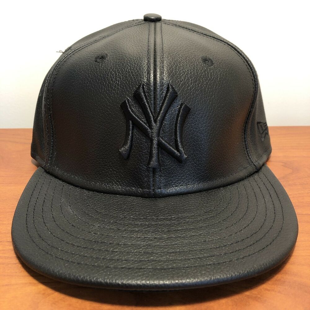 black leather yankee hat