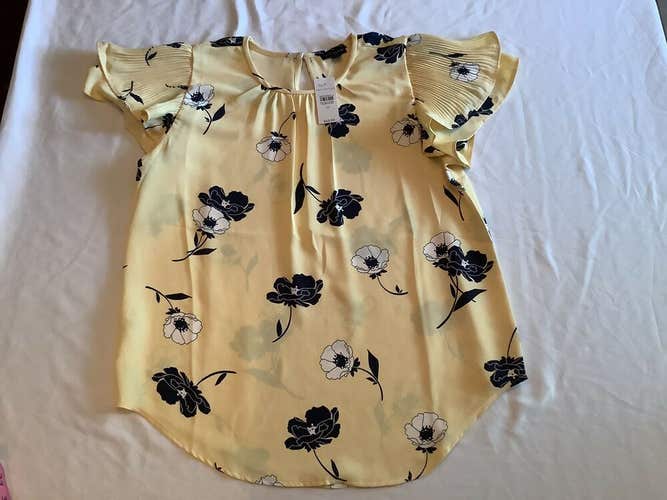 New Ann Taylor Blouse Ladies Size XS yellow Flower Polyester Retail $69.50 Box T