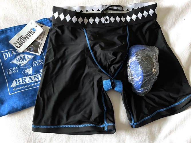 Diamond MMA Boxing, Hockey, Baseball Compression Jock Shorts with Cup Mens Large