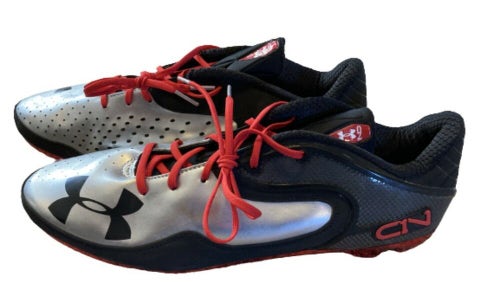 New W/O Box Under Armour C1N Cam Newton Low Top Football Cleats Black Grey Red
