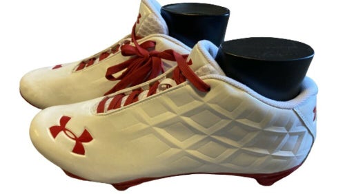 New W/O Box Under Armour Mid-Top Football Cleats Detachable Spikes White 13.5