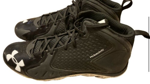 New W/O Box Under Armour ClutchFit Football Shoes Black White Chrome Size 13.5