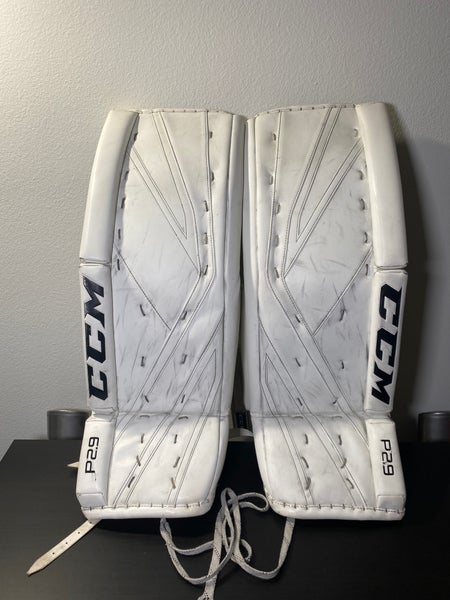 White Senior 33+1 CCM Premier P2.9 Goalie Leg Pads