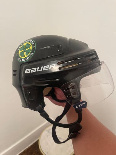 Medium Used Bauer Pro Stock 4500 Helmet/ St John Shamrocks