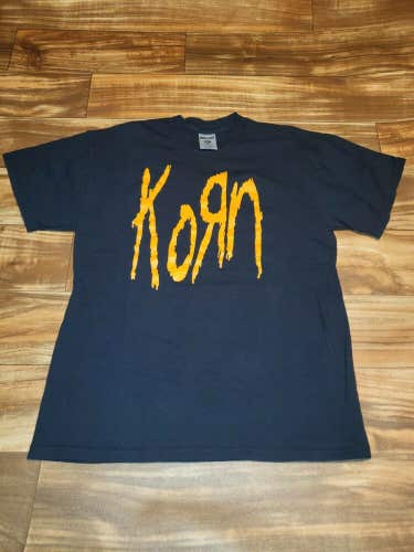 Vintage Rare 2000s Korn Metal Rock Band Freak On A Leash Black T Shirt Size Med