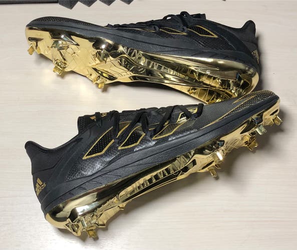 Adidas Adizero Afterburner 7 Baseball Cleats Gold FV9375 Low Metal Men's size 13 Black