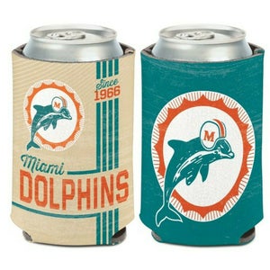Miami Dolphins Vintage Design Can Cooler 12oz Collapsible Koozie - Two Sided